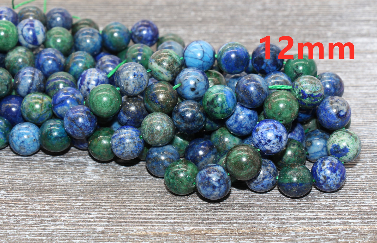 Azurite Malachite Chrysocolla Beads, Lapis Lazuli Beads, Gemstones Round Beads, Sizes 4mm 6mm 8mm 10mm,12mm, Full Strand 15.5 inch, #63
