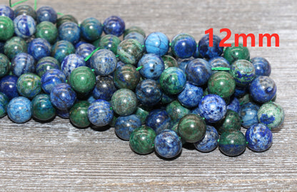 Azurite Malachite Chrysocolla Beads, Lapis Lazuli Beads, Gemstones Round Beads, Sizes 4mm 6mm 8mm 10mm,12mm, Full Strand 15.5 inch, #63