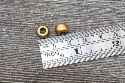 Matte Gold Pony Beads, Acrylic Loose Gold Beads, Plastic Bubblegum Beads, Chunky Beads, Spacer Beads #242