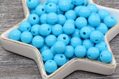 10mm Blue Gumball Beads, Round Acrylic Loose Beads, Bubblegum Beads, Chunky Beads, Gumball Beads, Smooth Plastic Round Beads #321