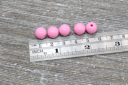 10mm Pink Gumball Beads, Round Acrylic Loose Beads, Bubblegum Beads, Chunky Beads, Gumball Beads, Smooth Plastic Round Beads #322