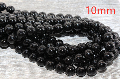 Black Agate Beads, Natural Gemstone Round Beads, Sizes 4mm 6mm 8mm 10mm 12mm, Full Strand 15.5 inch #22