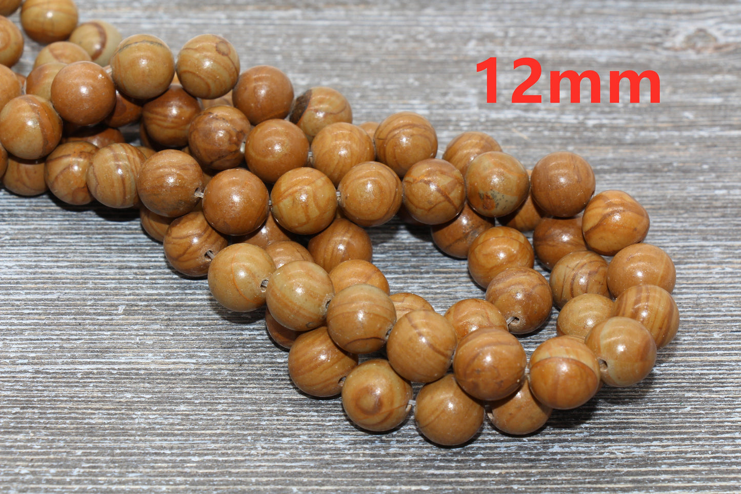 Woodgrain Jasper Beads,Smooth Gemstones Round Beads, Sizes 8mm 10mm,12mm, Full Strand 15.5 inch, #44