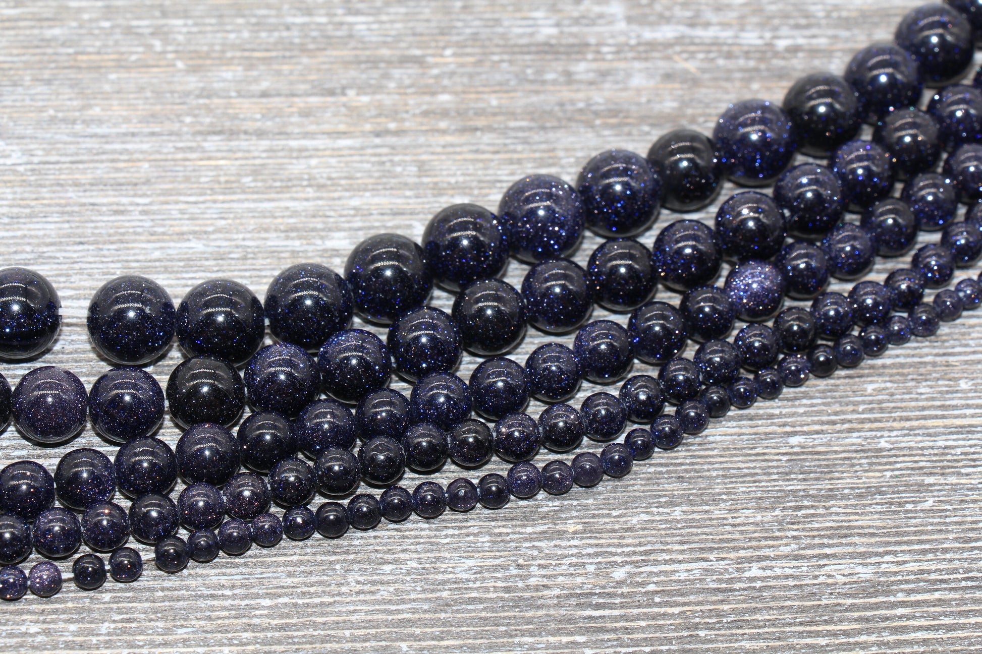 Blue Sandstone Beads, Blue Goldstone Beads, Smooth Gemstones Round Beads, Sizes 4mm 6mm 8mm 10mm,12mm, Full Strand 15.5" #46