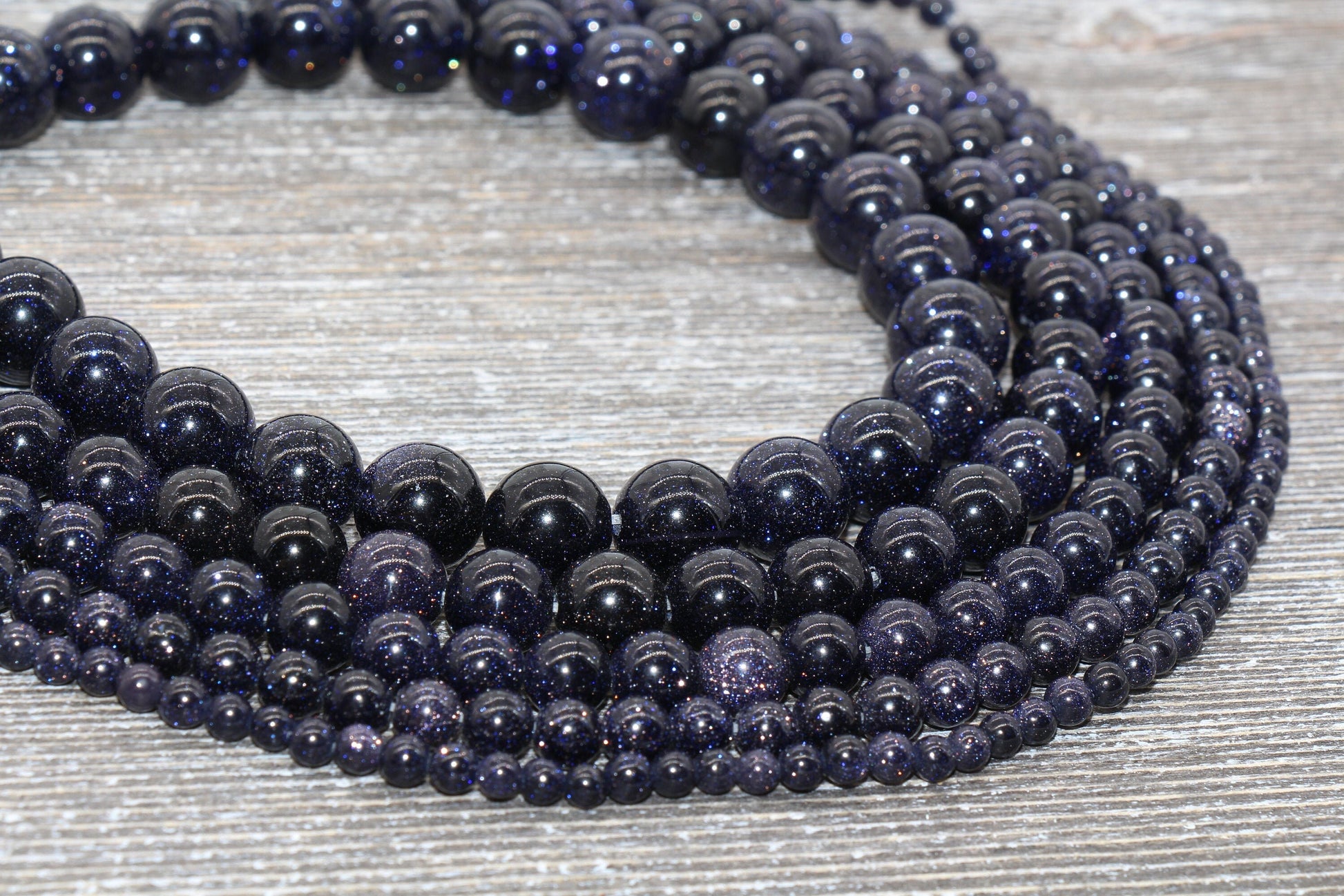 Blue Sandstone Beads, Blue Goldstone Beads, Smooth Gemstones Round Beads, Sizes 4mm 6mm 8mm 10mm,12mm, Full Strand 15.5" #46