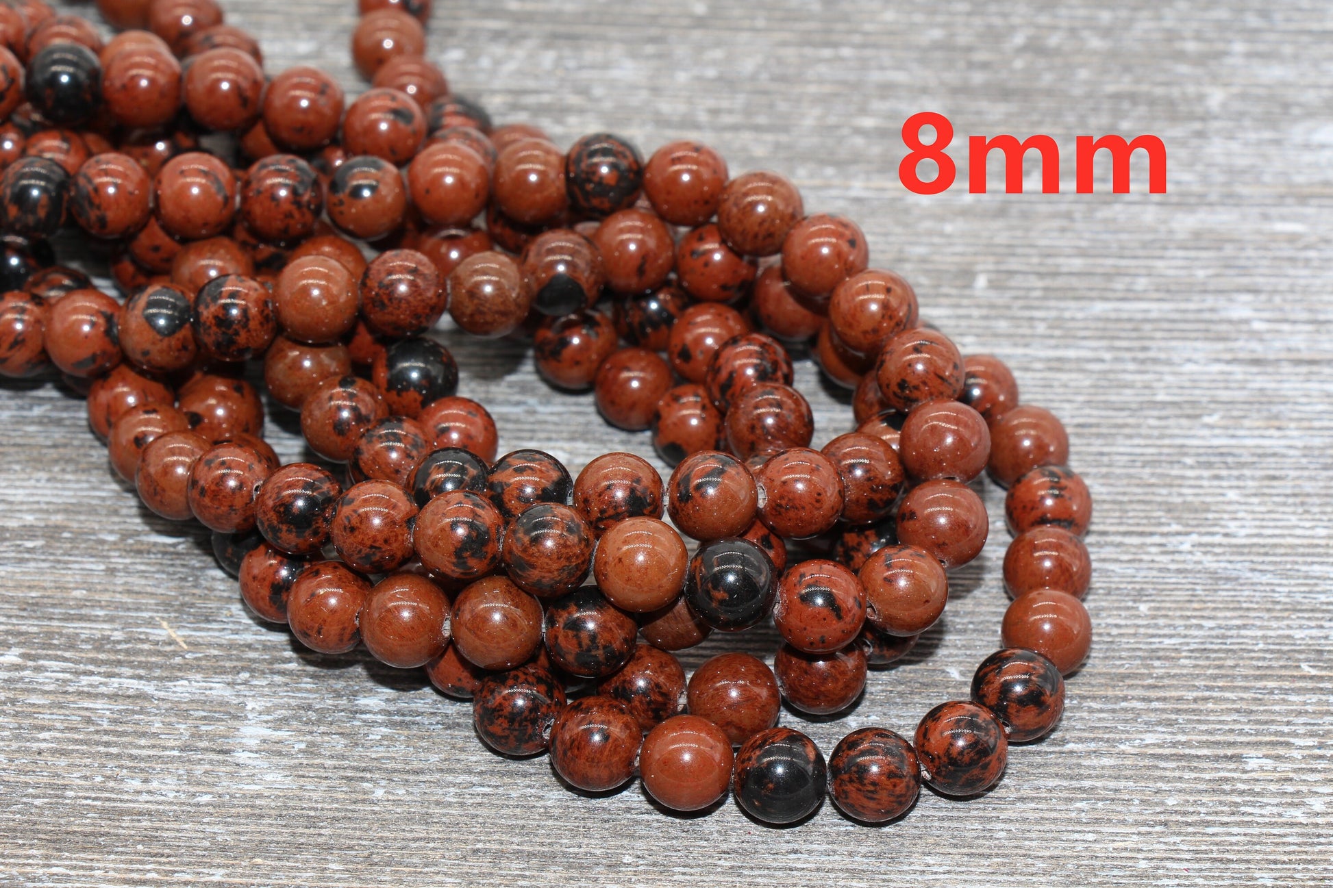 Mahogany ObsidianBeads, Natural Gemstone Round Beads, Sizes 4mm 6mm 8mm 10mm, Full Strand 15.5 inch, #123