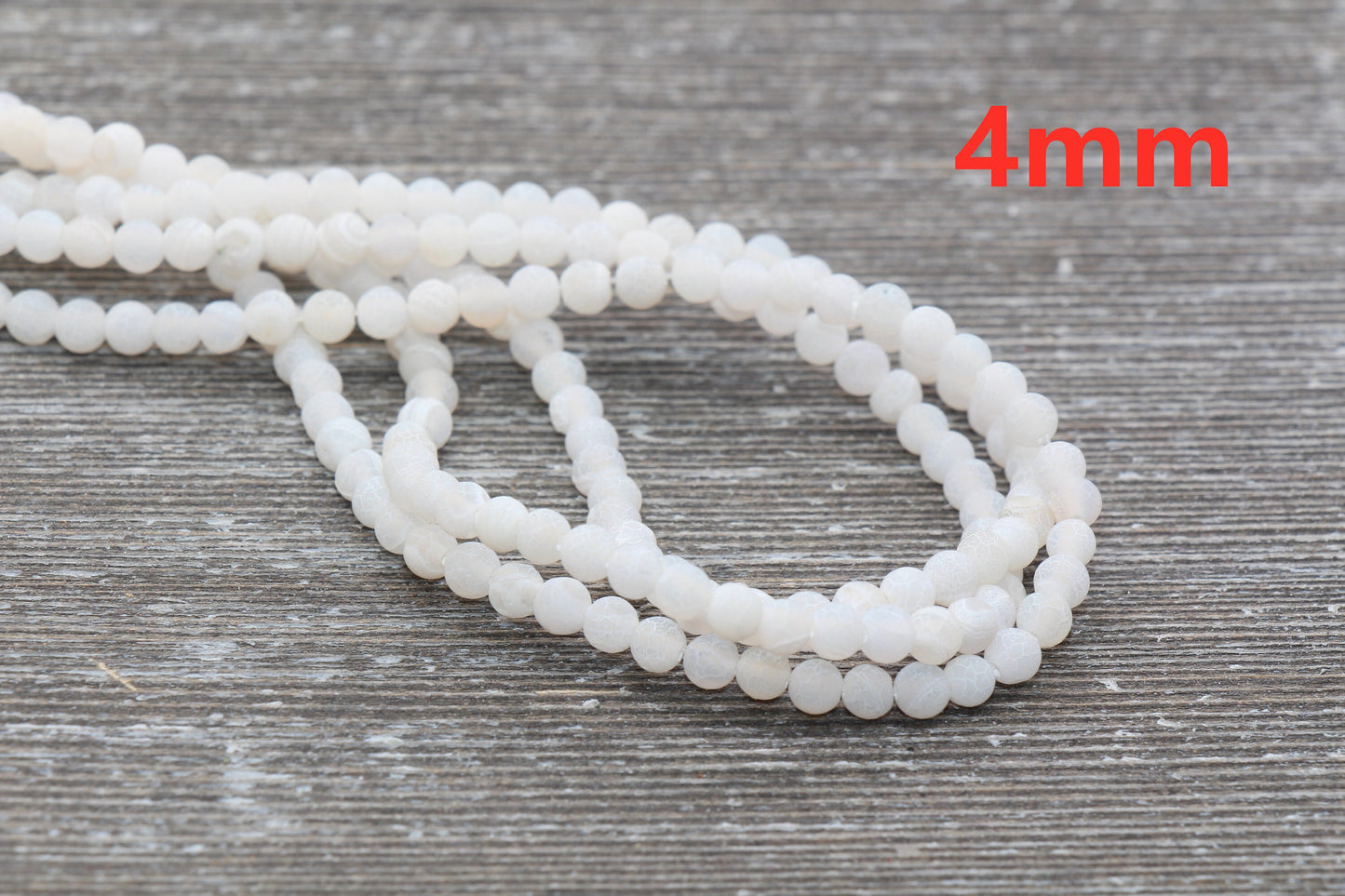 White Effloresce Agate Beads, Frosted Agate Beads, Crackled Agate Bead, Round Matte Gemstone Beads, Sizes 6mm 8mm 10mm, Full Strand #110