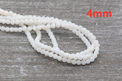White Effloresce Agate Beads, Frosted Agate Beads, Crackled Agate Bead, Round Matte Gemstone Beads, Sizes 6mm 8mm 10mm, Full Strand #110