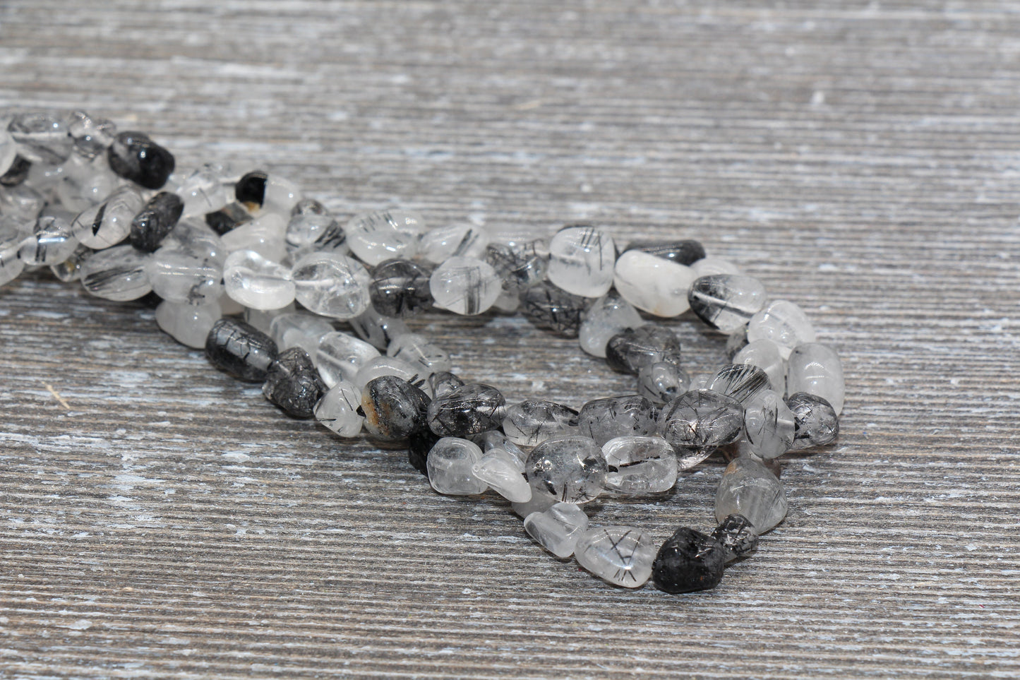 Black Rutilated Quartz Beads, Rutilated Gemstone Nugget Beads, Loose Beads, Pebble Nugget Beads, Size 6mm-7mm #7