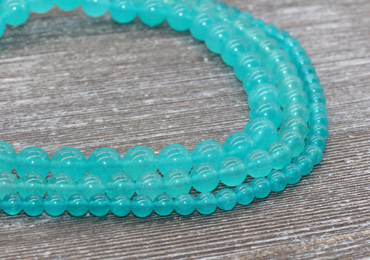 Ice Amazonite Jade Beads, Smooth Gemstones Round Loose Beads, Sizes 4mm 6mm 8mm 10mm 12mm, Full Strand 15.5 inch, #5