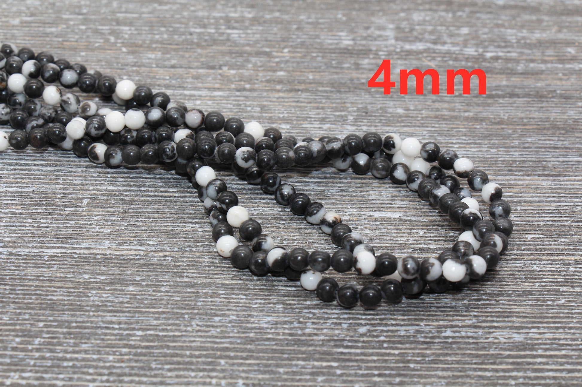 Zebra Jasper Beads, Black and White Zebra Beads, Smooth Gemstones Round Beads, Sizes 4mm 6mm 8mm 10mm,12mm, Full Strand 15.5 inch, #41