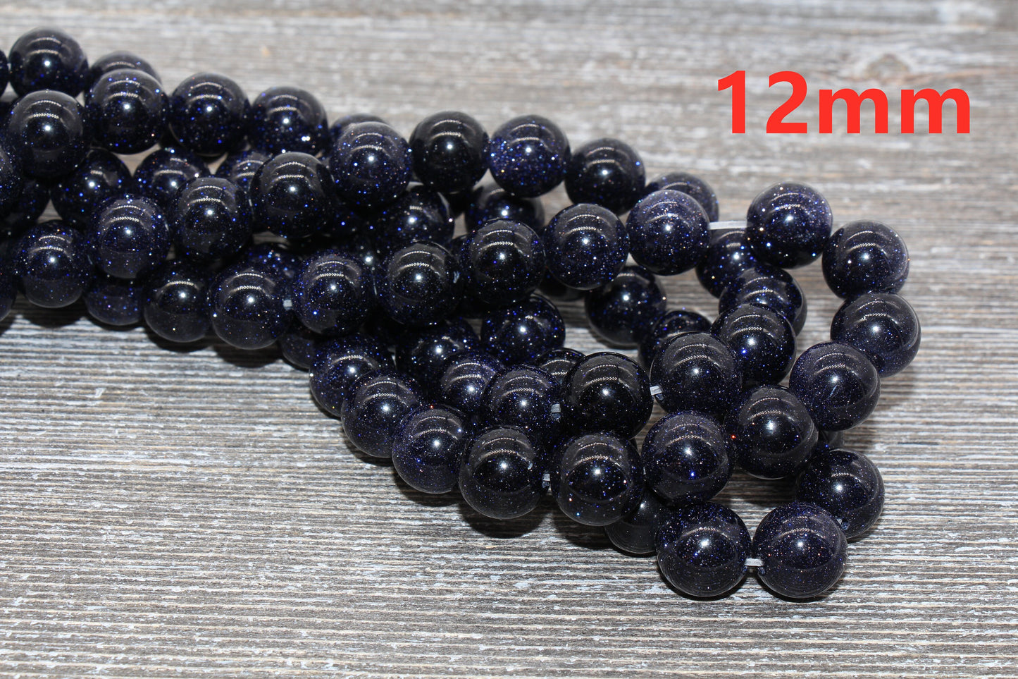 Blue Sandstone Beads, Blue Goldstone Beads, Smooth Gemstones Round Beads, Sizes 4mm 6mm 8mm 10mm,12mm, Full Strand 15.5" #46