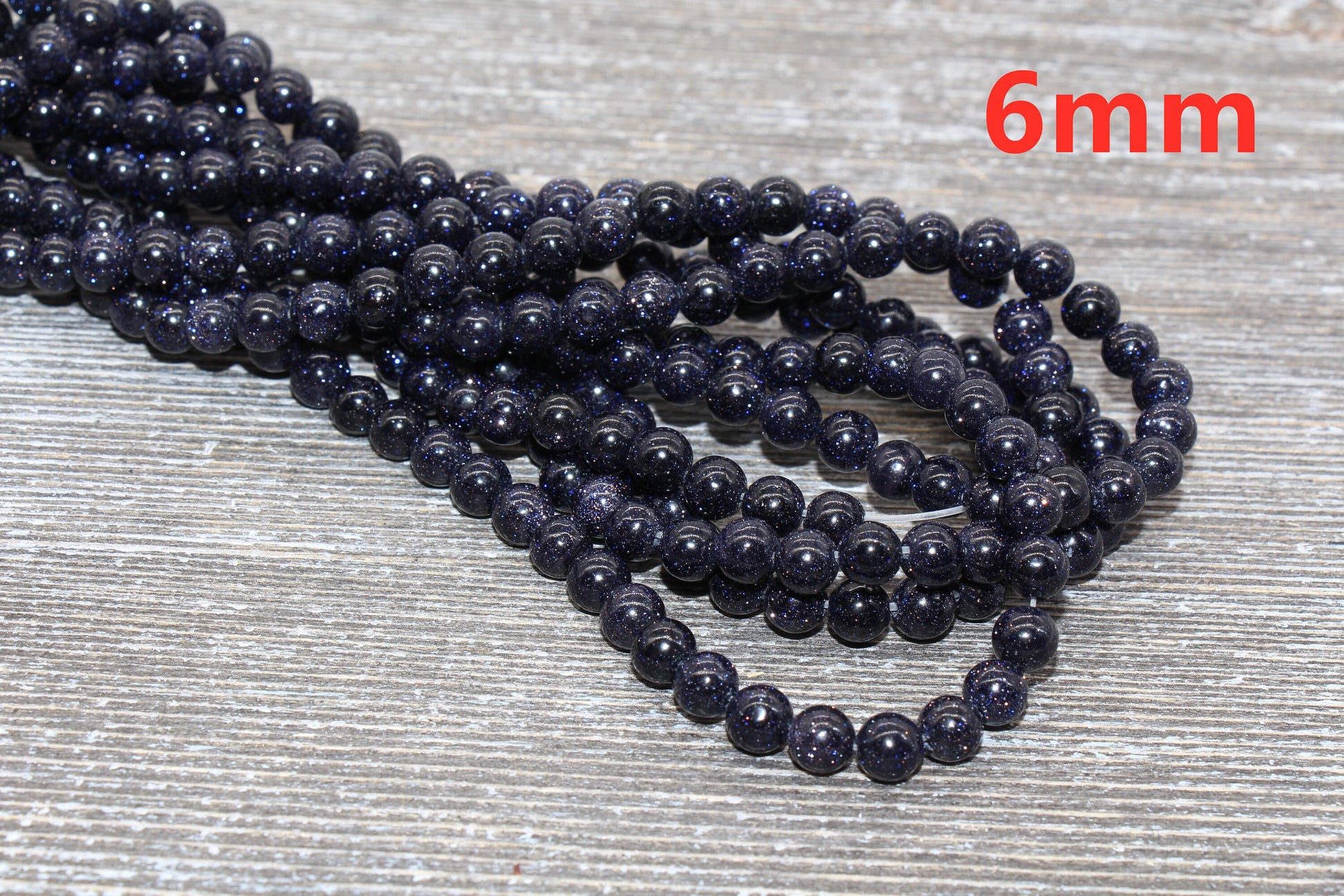 Blue Sandstone Beads, Blue Goldstone Beads, Smooth Gemstones Round Beads, Sizes 4mm 6mm 8mm 10mm,12mm, Full Strand 15.5" #46