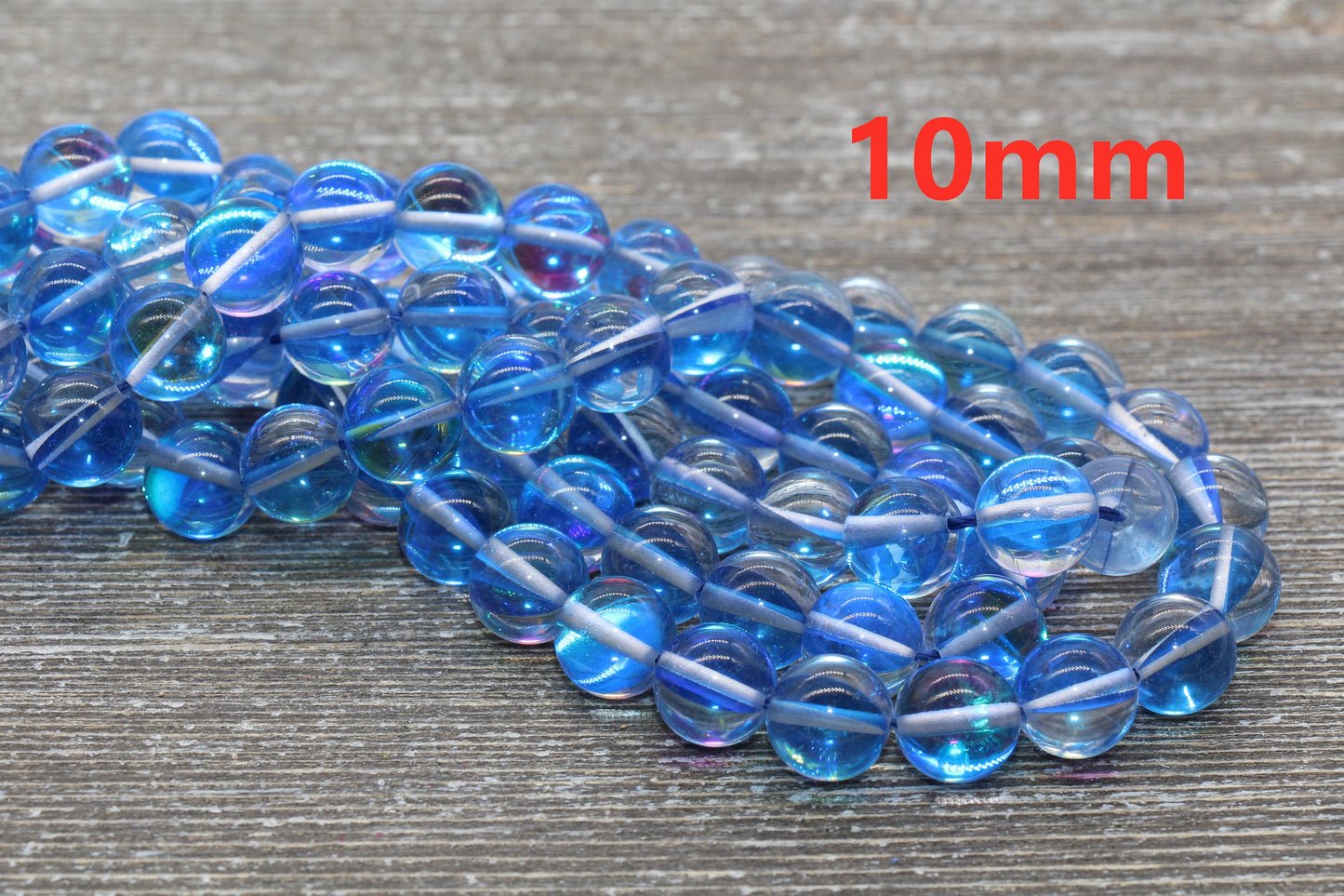 Royal Blue Mystic Aura Quartz Beads, Holographic Gemstone Round Loose Beads, Iridescent Beads, Sizes 6mm 8mm 10mm 12mm, Full Strand #54