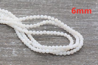 White Effloresce Agate Beads, Frosted Agate Beads, Crackled Agate Bead, Round Matte Gemstone Beads, Sizes 6mm 8mm 10mm, Full Strand #110