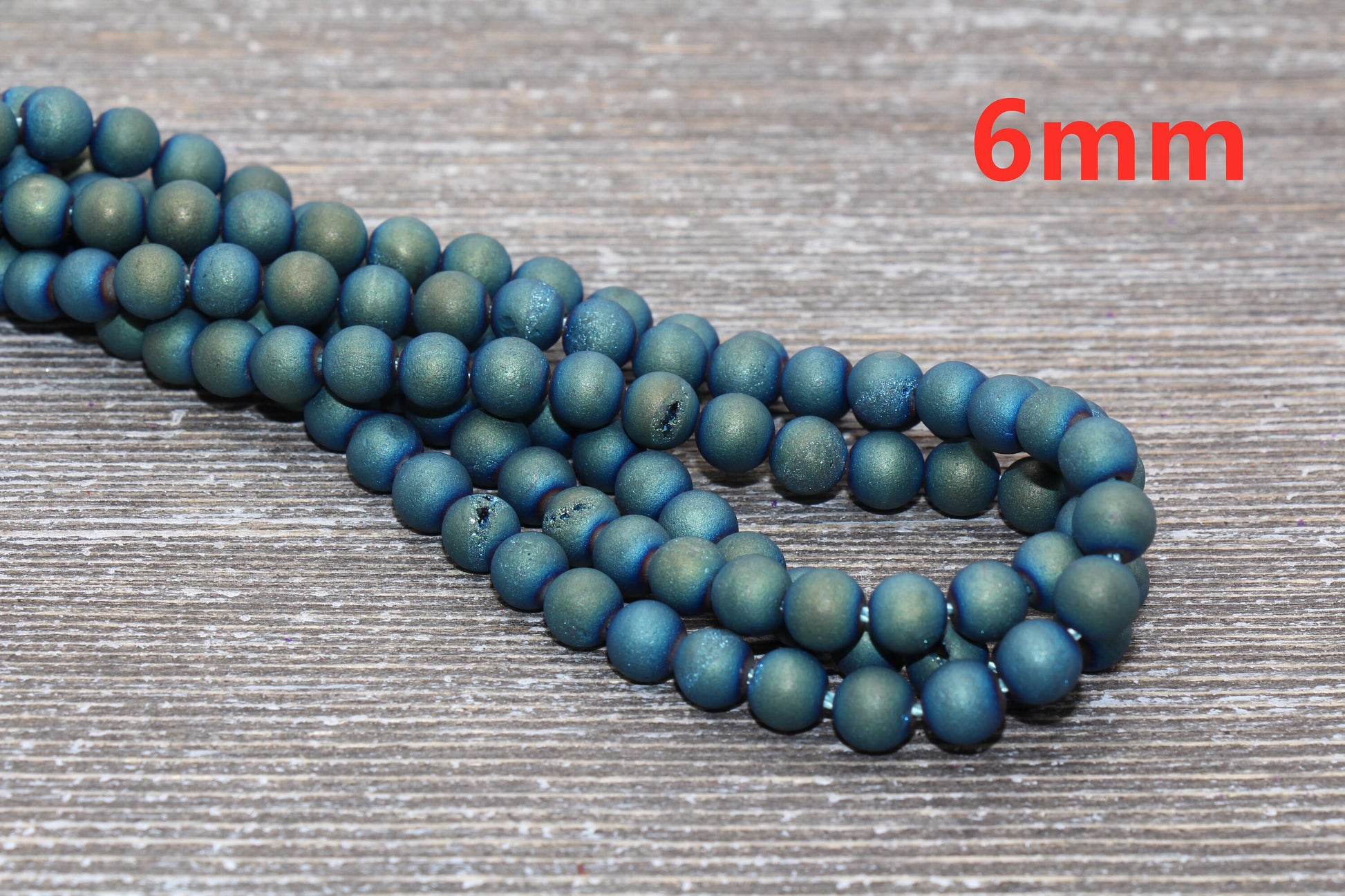 Blue Druzy Agate Beads, Round Matte Gemstone Loose Beads, 6mm 8mm 10mm, Full Strand, #154