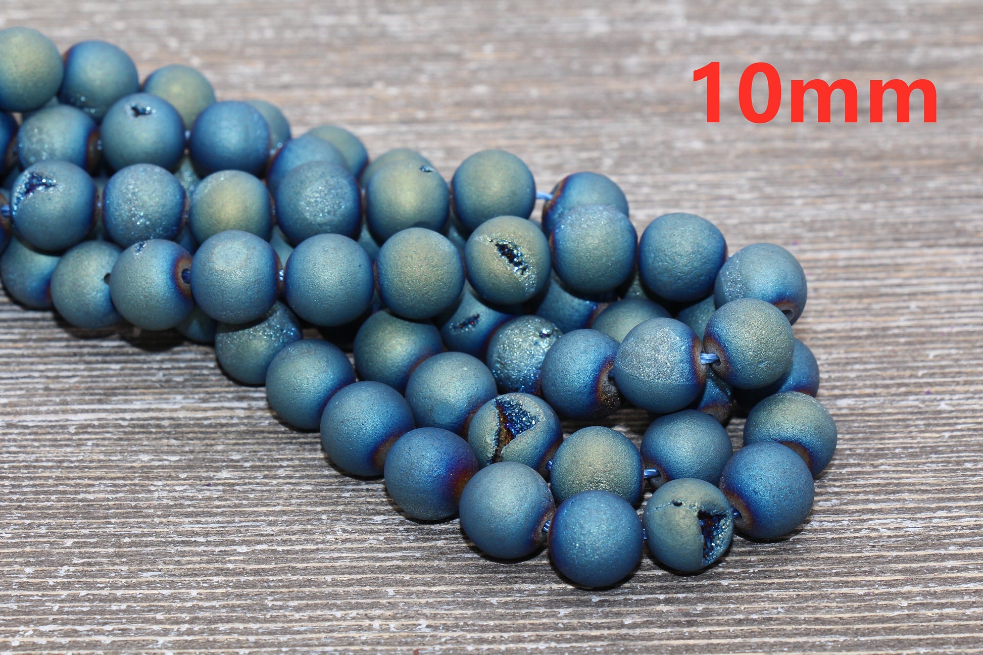 Blue Druzy Agate Beads, Round Matte Gemstone Loose Beads, 6mm 8mm 10mm, Full Strand, #154