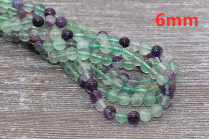 Fluorite Rainbow Beads, Multicolor Fluorite Beads, Natural Gemstone Round Beads, Size 4mm 6mm 8mm 10mm, Full Strand 15.5" #66