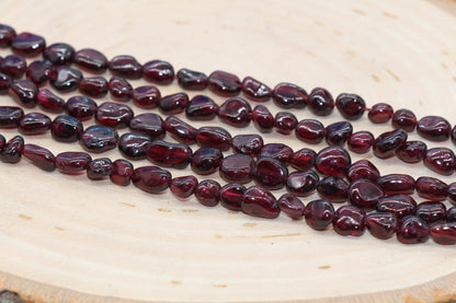 Red Garnet Nugget Beads, Garnet Gemstone Loose Beads, Pebble Beads, Chip Beads, 6mm-8mm, #30
