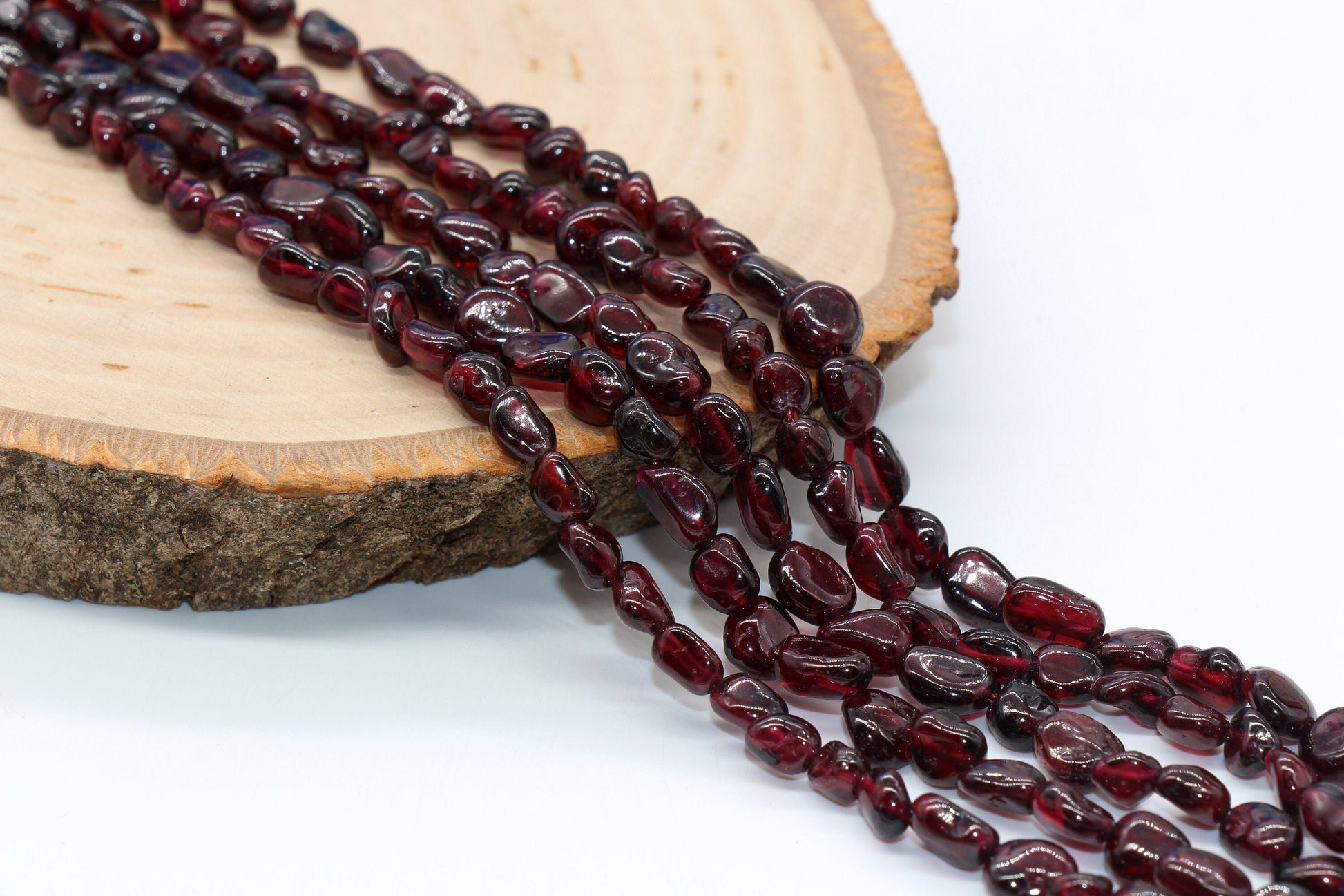 Red Garnet Nugget Beads, Garnet Gemstone Loose Beads, Pebble Beads, Chip Beads, 6mm-8mm, #30