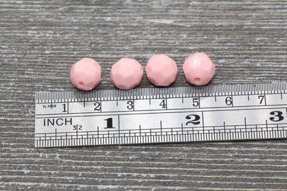 10mm Baby Pink Faceted Gumball Beads, Round Acrylic Loose Beads, Chunky Beads, Faceted Plastic Beads, Bubble Gum Beads #572