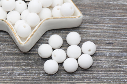 12mm Matte White Gumball Beads, Round Acrylic Loose Beads, Solid Bubblegum Beads, Chunky Beads, Round Plastic Beads #614