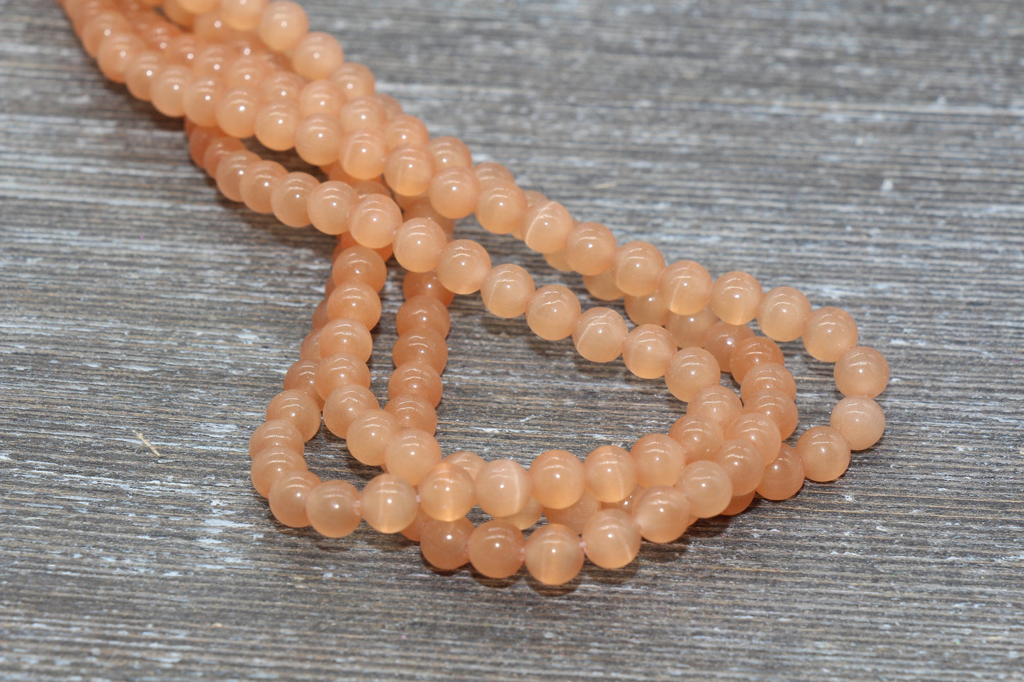 Orange Cat Eye Beads, Smooth Round Beads, Sizes 4mm 6mm 8mm 10mm 12mm, Full Strand 15.5 inch, #185