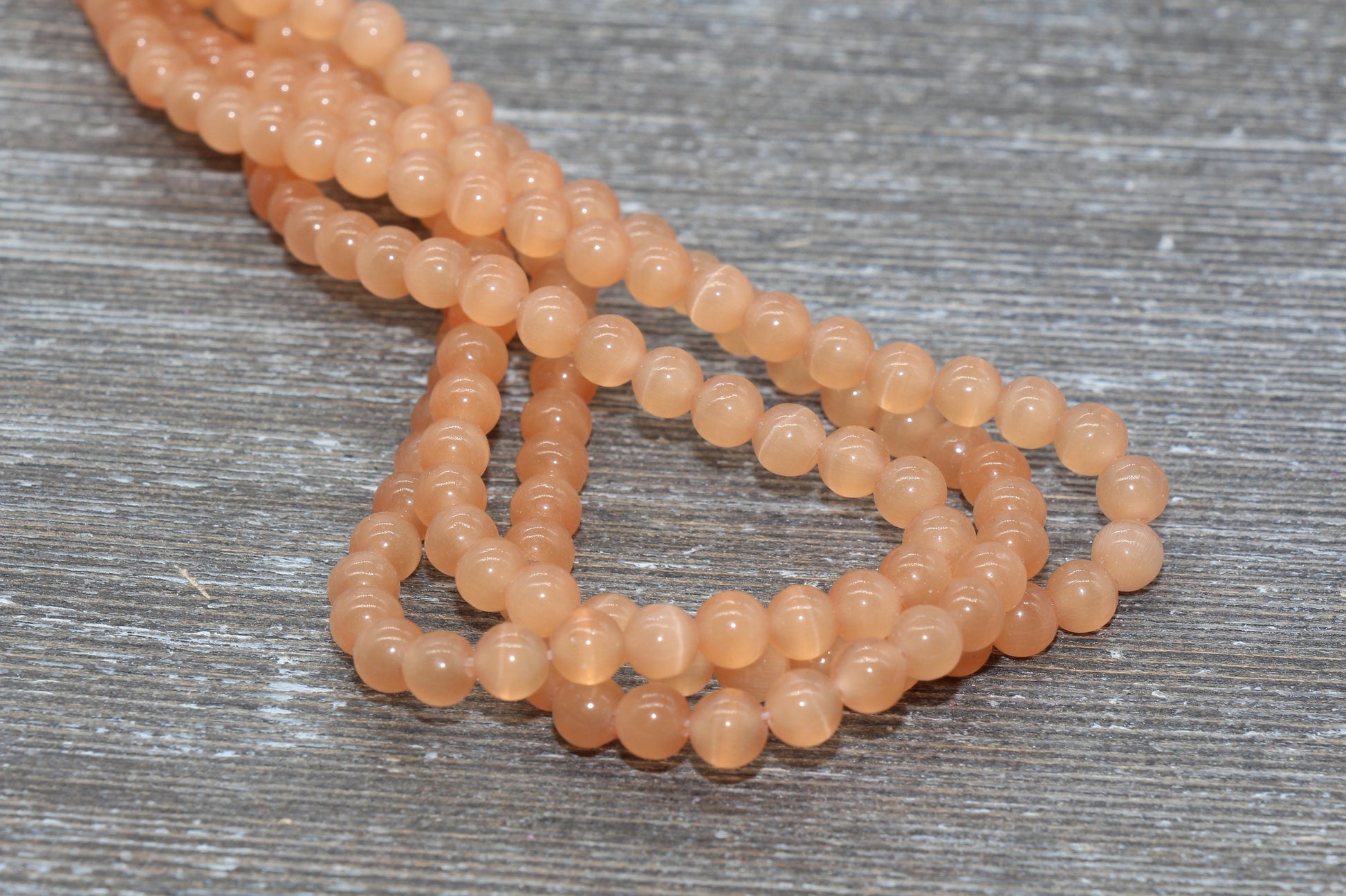 Orange Cat Eye Beads, Smooth Round Beads, Sizes 4mm 6mm 8mm 10mm 12mm, Full Strand 15.5 inch, #185