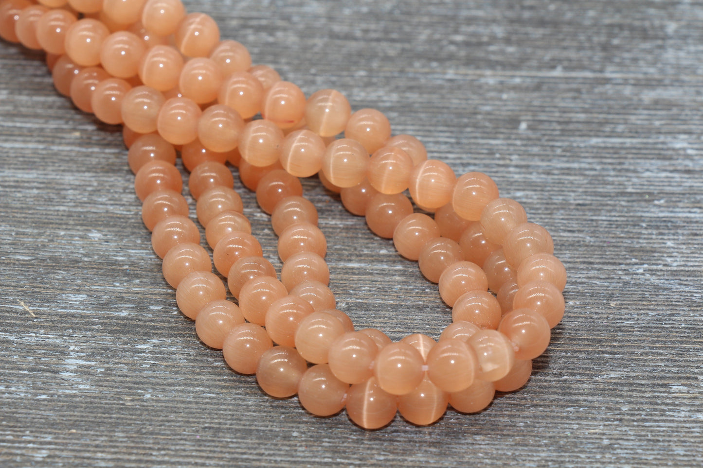 Orange Cat Eye Beads, Smooth Round Beads, Sizes 4mm 6mm 8mm 10mm 12mm, Full Strand 15.5 inch, #185