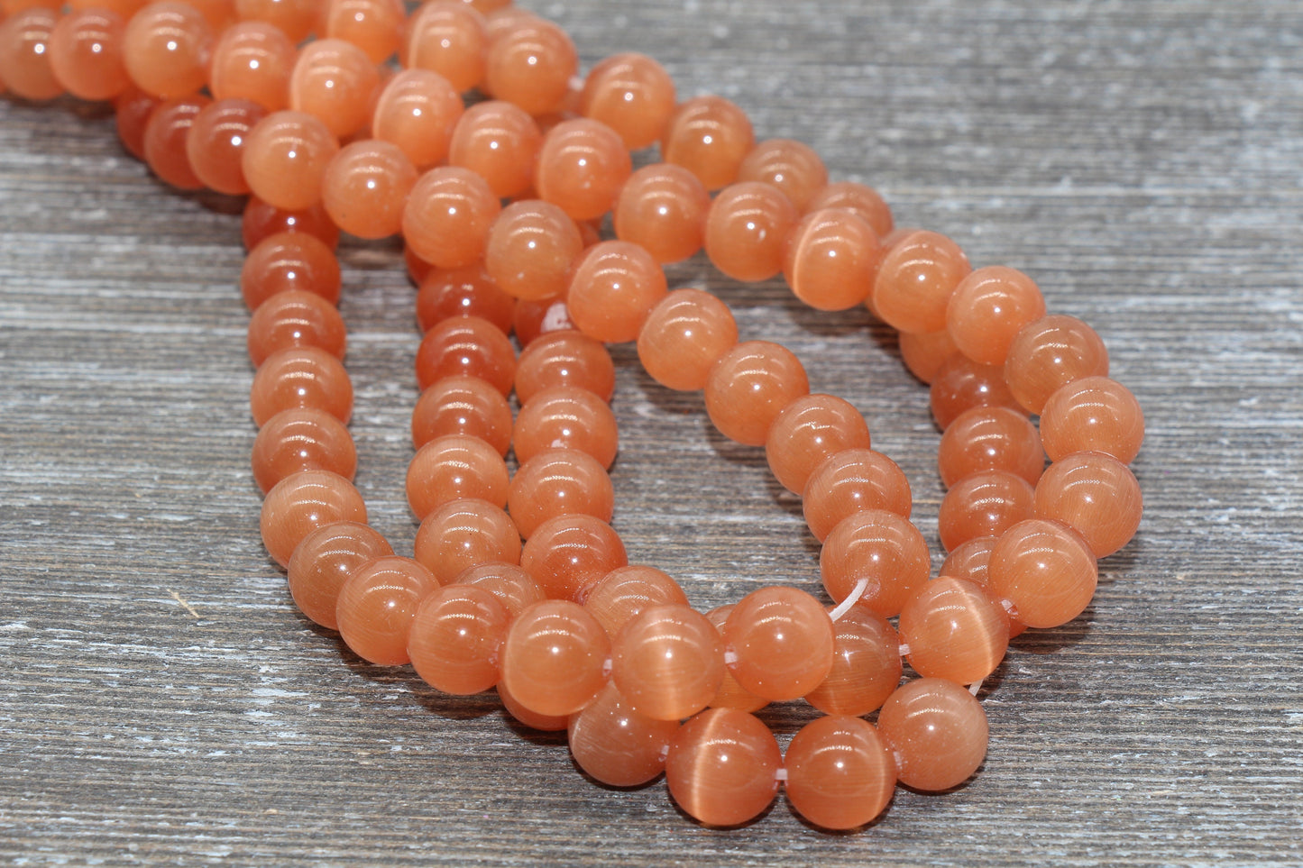 Orange Cat Eye Beads, Smooth Round Beads, Sizes 4mm 6mm 8mm 10mm 12mm, Full Strand 15.5 inch, #185
