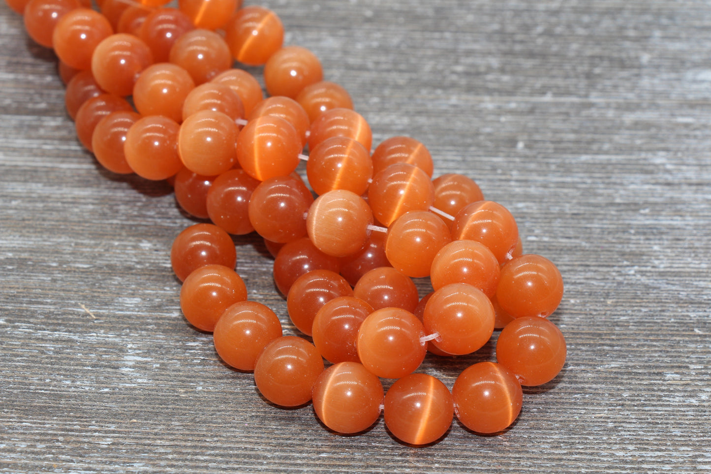 Orange Cat Eye Beads, Smooth Round Beads, Sizes 4mm 6mm 8mm 10mm 12mm, Full Strand 15.5 inch, #185