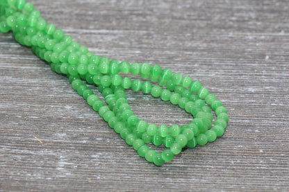 Green Cat Eye Beads, Smooth Round Beads, Sizes 4mm 6mm 8mm 10mm 12mm, Full Strand 15.5 inch, #181