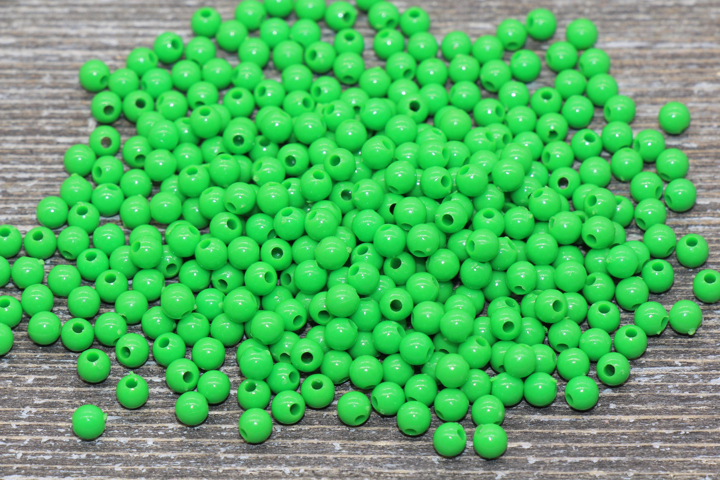 4mm Green Round Beads, Acrylic Gumball Beads, Green Round Spacer Beads, Bubblegum Beads, Plastic Round Smooth Bead #226