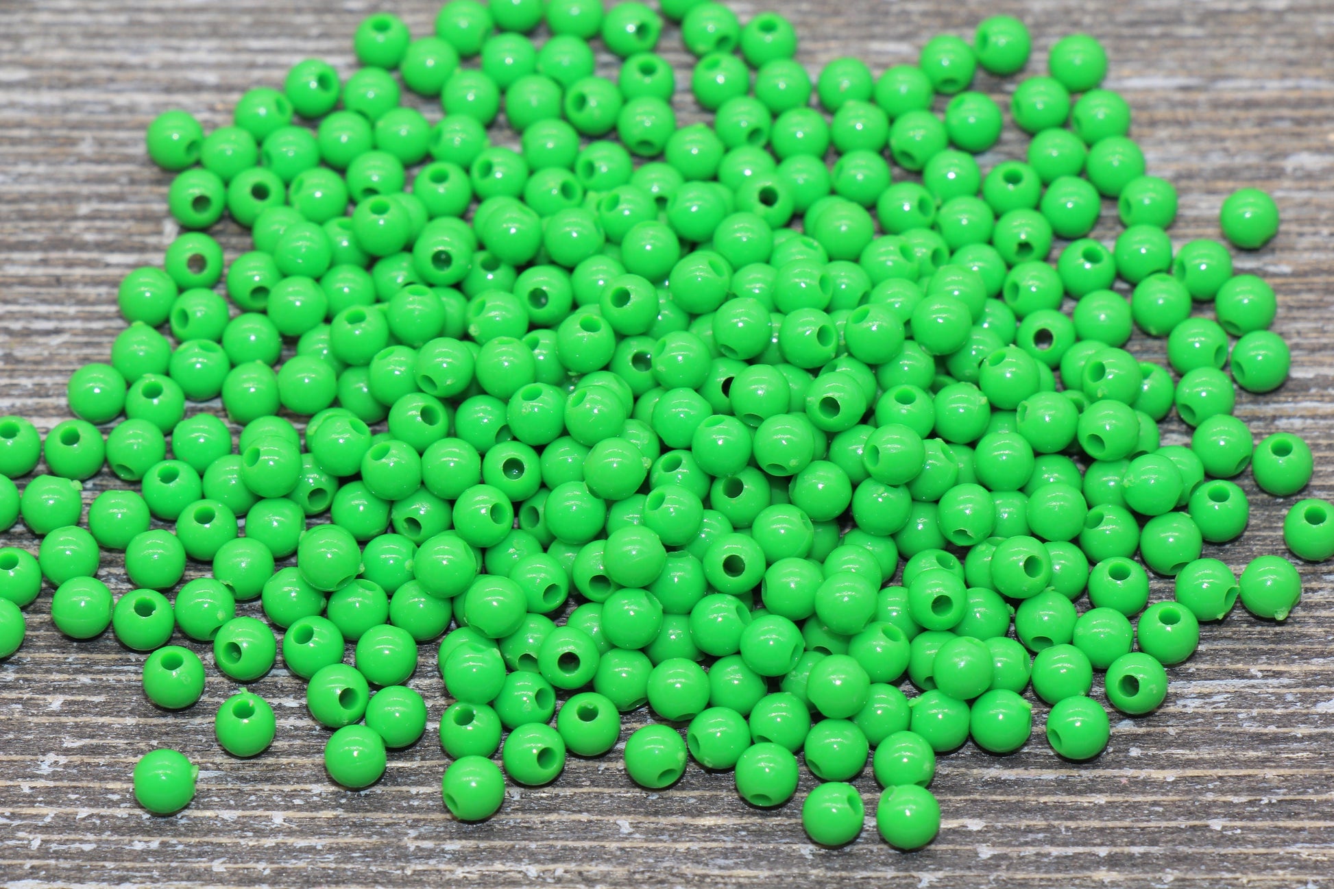 4mm Green Round Beads, Acrylic Gumball Beads, Green Round Spacer Beads, Bubblegum Beads, Plastic Round Smooth Bead #226