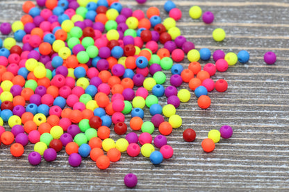 4mm Matte Round Beads, Acrylic Gumball Beads, Mixed Round Spacer Beads, Bubblegum Beads, Multicolored Spacer Beads, Plastic Round Bead #233