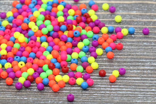 4mm Matte Round Beads, Acrylic Gumball Beads, Mixed Round Spacer Beads, Bubblegum Beads, Multicolored Spacer Beads, Plastic Round Bead #233