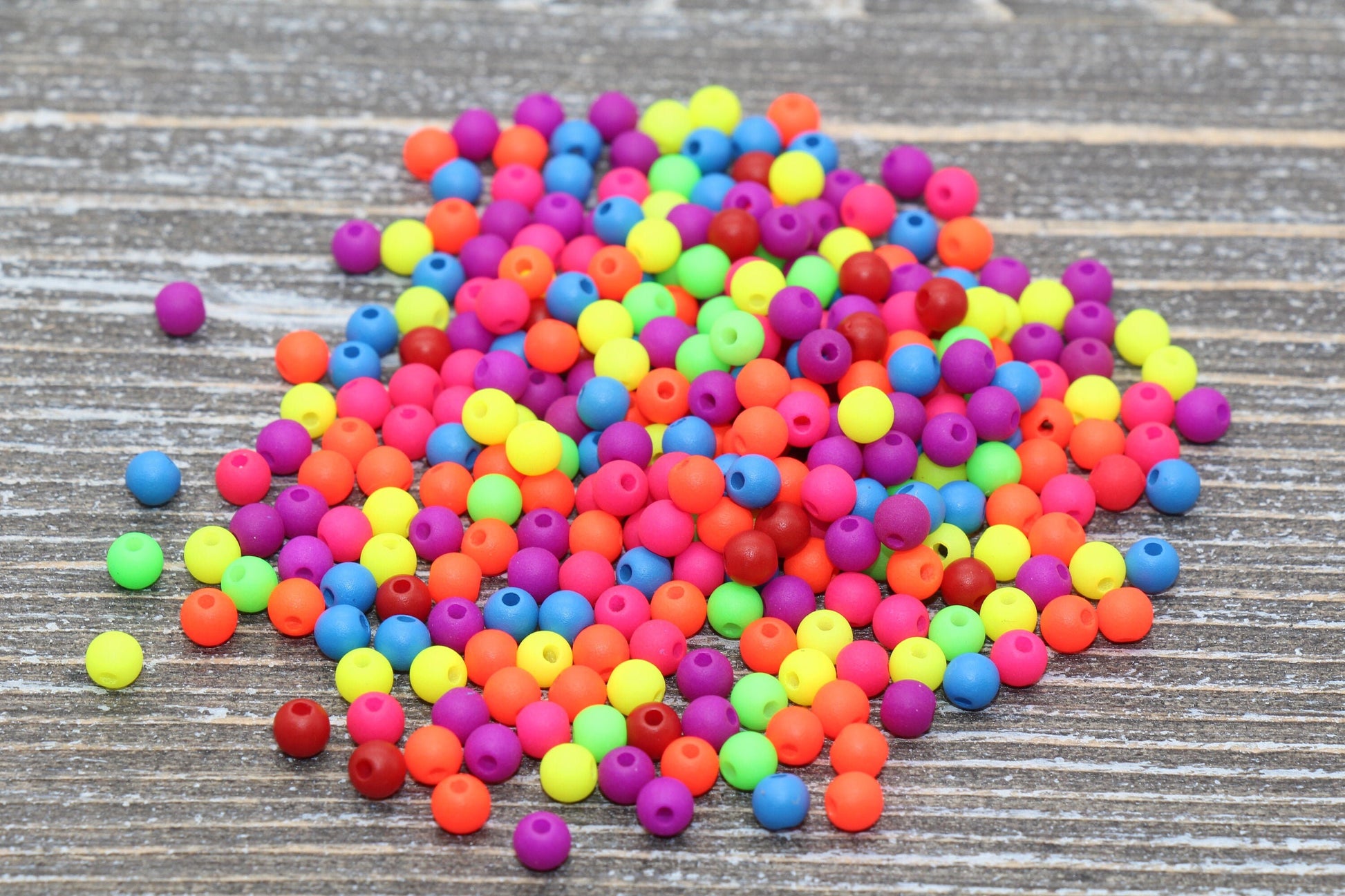 4mm Matte Round Beads, Acrylic Gumball Beads, Mixed Round Spacer Beads, Bubblegum Beads, Multicolored Spacer Beads, Plastic Round Bead #233