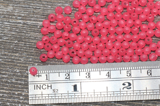 4mm Salmon Pink Round Beads, Translucent Pink Round Gumball Beads, Pink Round Spacer Beads, Bubblegum Beads, Plastic Round Smooth Bead #848