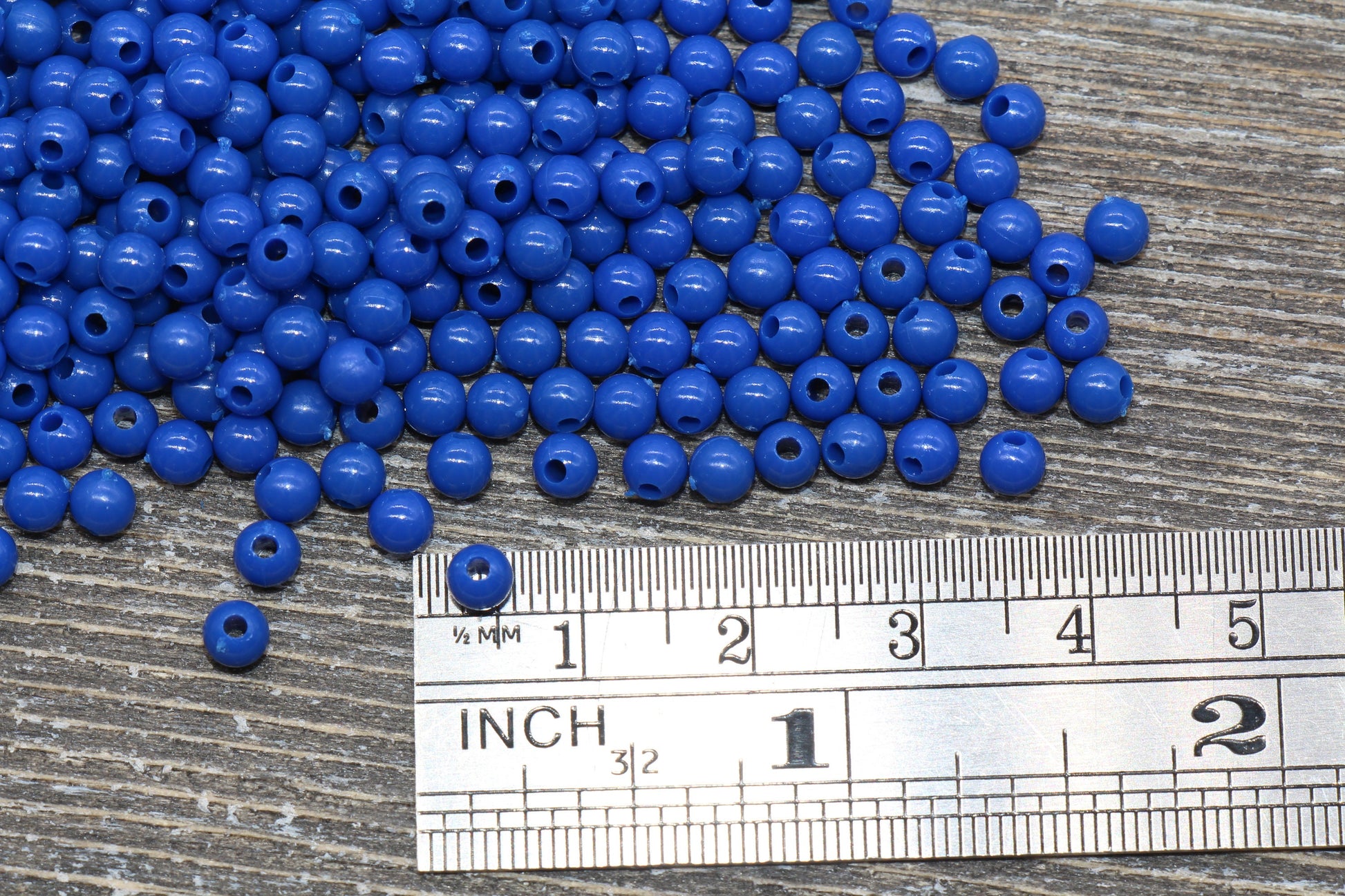 4mm Royal Blue Round Beads, Acrylic Gumball Beads, Blue Round Spacer Beads, Bubblegum Beads, Plastic Round Smooth Bead #224
