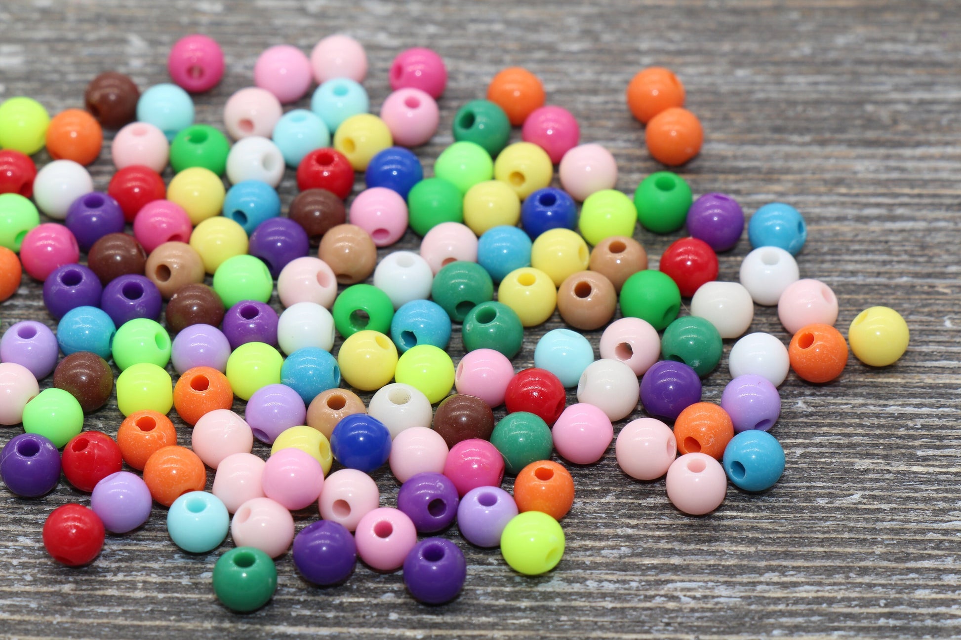 5mm Multicolored Gumball Beads, Mix Colors Round Acrylic Loose Beads, Plastic Round Bubblegum Beads, Smooth Round Beads #856