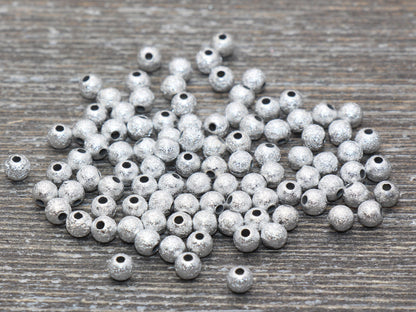 4mm Stardust Beads, Wrinkle Gumball Beads, Silver Gray Round Acrylic Loose Beads, Bubblegum Beads, Chunky Beads, Bubble Gum Beads, #974