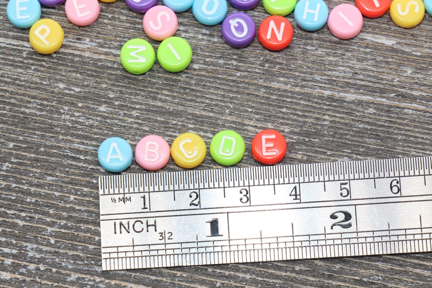 Multicolored Alphabet Letter Beads, Acrylic Mix Colors Letter Beads, Colorful Round Letter Beads, Name Initial Beads 7mm #843