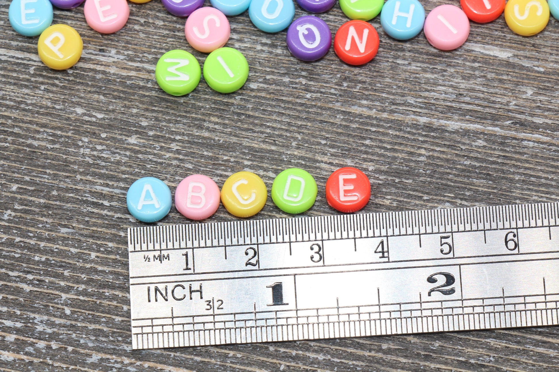 Multicolored Alphabet Letter Beads, Acrylic Mix Colors Letter Beads, Colorful Round Letter Beads, Name Initial Beads 7mm #843