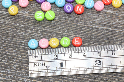 Multicolored Alphabet Letter Beads, Acrylic Mix Colors Letter Beads, Colorful Round Letter Beads, Name Initial Beads 7mm #843
