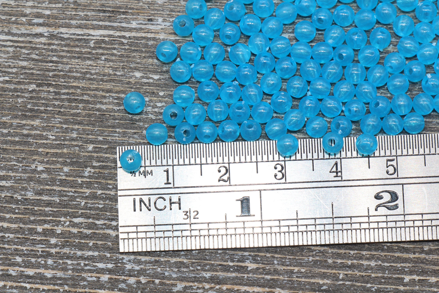 4mm Blue Round Beads, Translucent Blue Round Gumball Beads, Round Spacer Beads, Bubblegum Beads, Plastic Round Smooth Bead #849