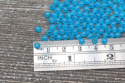 4mm Blue Round Beads, Translucent Blue Round Gumball Beads, Round Spacer Beads, Bubblegum Beads, Plastic Round Smooth Bead #849