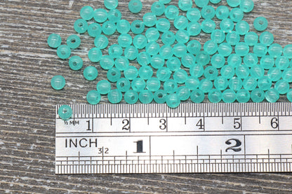 4mm Sea Green Round Beads, Translucent Round Gumball Beads, Round Spacer Beads, Bubblegum Beads, Plastic Round Smooth Bead #854