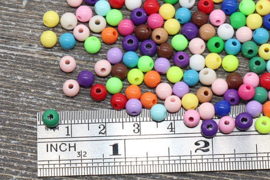 5mm Multicolored Gumball Beads, Mix Colors Round Acrylic Loose Beads, Plastic Round Bubblegum Beads, Smooth Round Beads #856