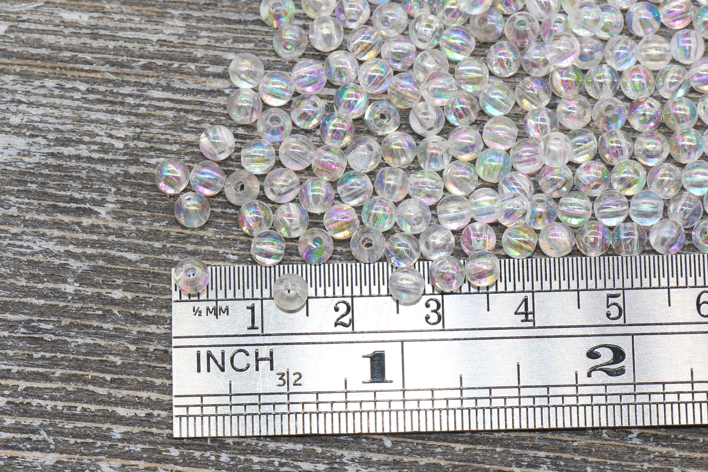 4mm Clear AB Round Beads, Iridescent Acrylic Gumball Beads, Transparent Round Spacer Beads, Bubblegum Beads, Plastic Round Bead #902