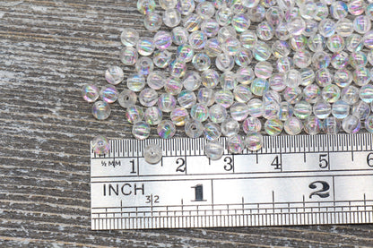 4mm Clear AB Round Beads, Iridescent Acrylic Gumball Beads, Transparent Round Spacer Beads, Bubblegum Beads, Plastic Round Bead #902